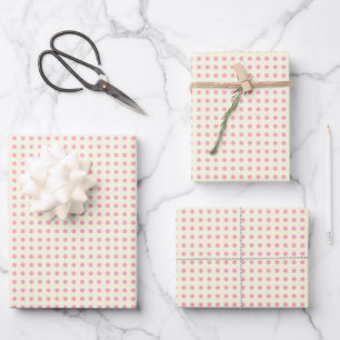 Vintage Polka Dots Pattern in Pink and Cream Wrapping Paper Sheet