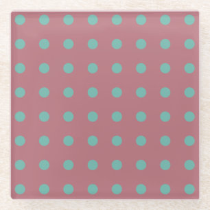 Vintage Polka Dots Rose Gold Colour Retro Classica Glass Coaster
