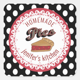 Vintage polka dots typography homemade pies square sticker