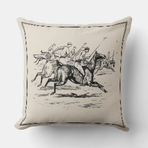 Vintage Polo Horses Equestrian Monogram Cushion
