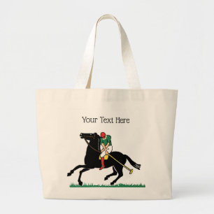 Vintage Polo Player on Pony Large Tote Bag