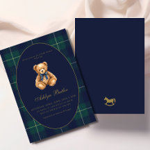 Vintage Polo Teddy Bear Baby Shower Invitation