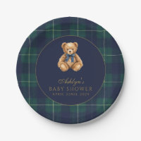 Vintage Polo Teddy Bear Baby Shower Paper Plates