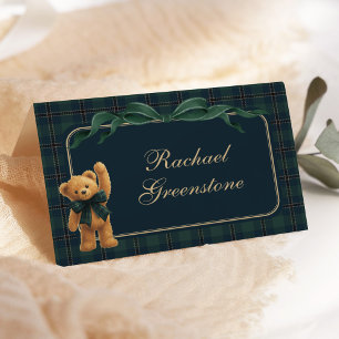 Vintage Polo Teddy Bear Green Plaid Seating Table Number