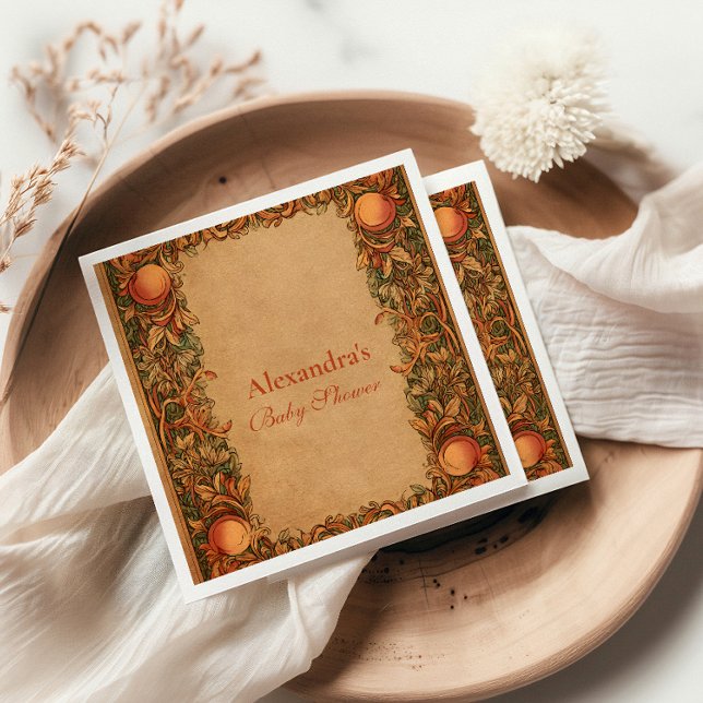 Vintage Pomegranate Art Nouveau Baby Shower Napkin (Creator Uploaded)