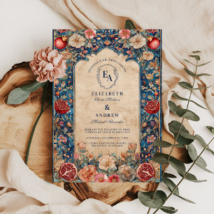 Vintage Pomegranate Botanical Wedding Invitation