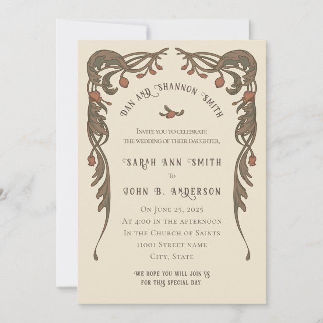 Vintage Pomegranate Invitation (Front)