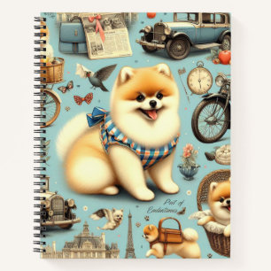 Vintage Pomeranian Seamless Illustration Notebook