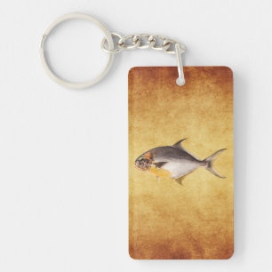 Vintage Pompano Fish - Game Fishes Template Blank Key Ring