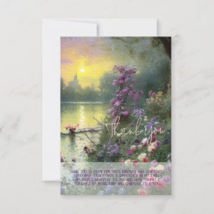 Vintage pond and flowers customisable card