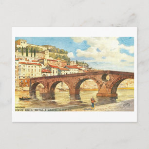 Vintage Ponte della Pietra in Verona, Italy Postcard