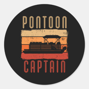 Vintage Pontoon Captain Boat Owner Boating Boater Classic Round Sticker