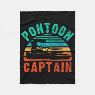 Vintage Pontoon Captain Boat Owner Boating Boater Fleece Blanket