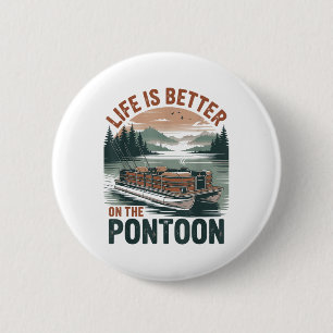 Vintage Pontoon Captain Pontoon Boat Vacation Summ 6 Cm Round Badge