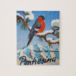 Vintage Pontresina Vacation Swiss Air Switzerland Jigsaw Puzzle
