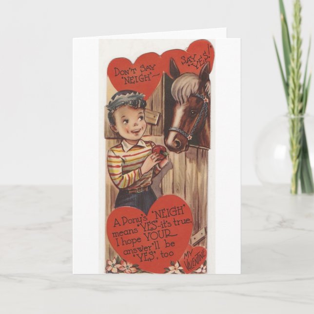 Vintage Pony Valentine's Day Greeting Card (Front)