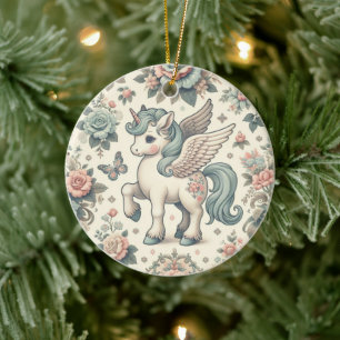 Vintage Pony's Delightful Blooms Ceramic Ornament