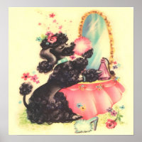 Vintage poodle at vanity