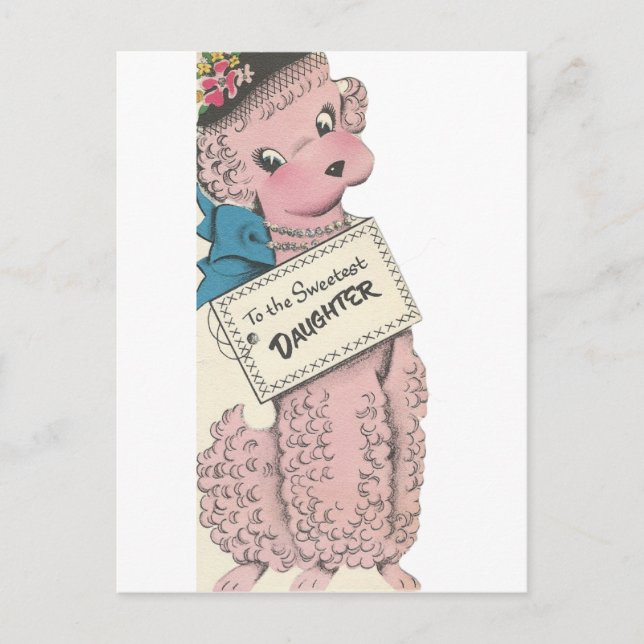 Vintage Poodle Daughter Postcard (Front)