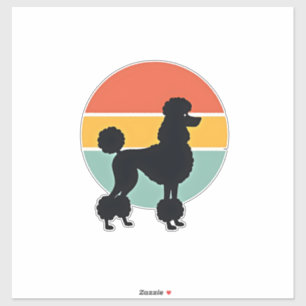 Vintage Poodle Sunset Retro Dog Silhouette Circle 