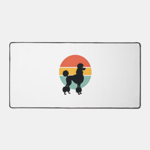 Vintage Poodle Sunset Retro Dog Silhouette Circle Desk Mat
