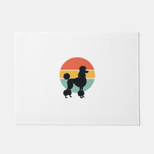 Vintage Poodle Sunset Retro Dog Silhouette Circle Doormat