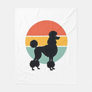 Vintage Poodle Sunset Retro Dog Silhouette Circle Fleece Blanket