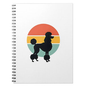 Vintage Poodle Sunset Retro Dog Silhouette Circle  Notebook