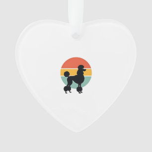 Vintage Poodle Sunset Retro Dog Silhouette Circle Ornament
