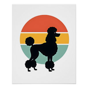 Vintage Poodle Sunset Retro Dog Silhouette Circle Poster