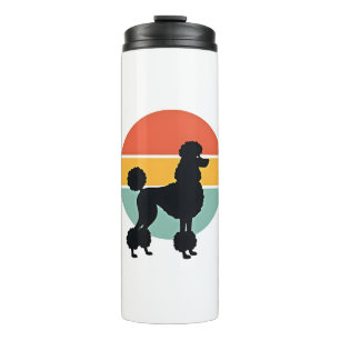 Vintage Poodle Sunset Retro Dog Silhouette Circle Thermal Tumbler