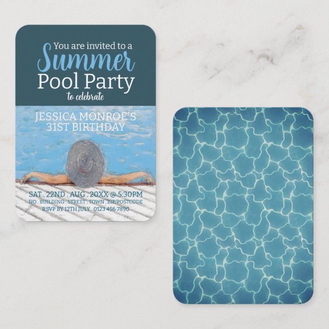 Vintage Pool Party Birthday Handout Tickets (Front/Back)