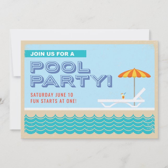 Vintage Pool Party Invite (Front)