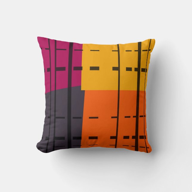 Vintage Pop Art Colourful Pattern Pillow (Front)