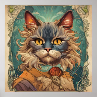 Vintage Pop Art Louis Wain Retro Style Poster