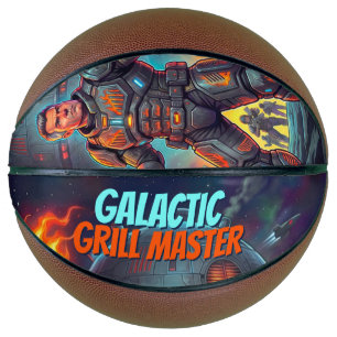 Vintage Pop Art Sci Fi Astronaut Space BBQ Basketball
