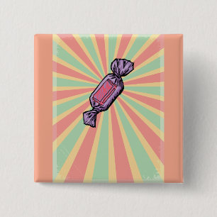 Vintage Pop Art Wrapped Candy 15 Cm Square Badge