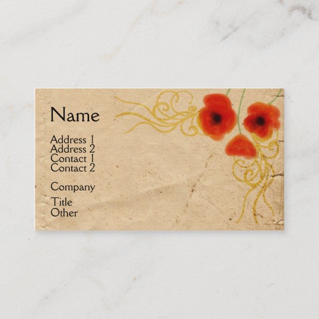Vintage Poppies Business Card (Front)