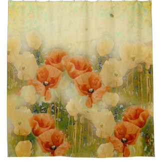 Vintage Poppies Shower Curtain