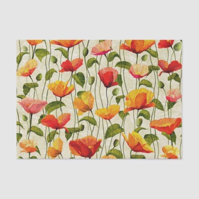 Vintage. Poppies. Tissue Paper (Front)