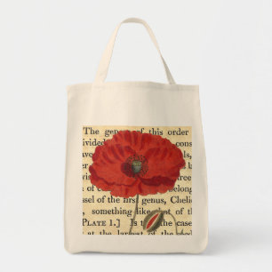 Vintage Poppy Antique Botanical Collage Tote Bag