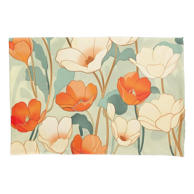 Vintage Poppy Blossom Pillowcase (Front)