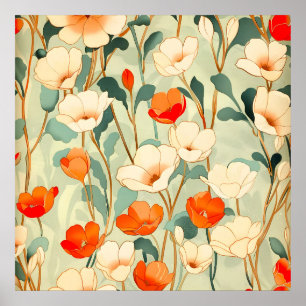 Vintage Poppy Blossom Poster