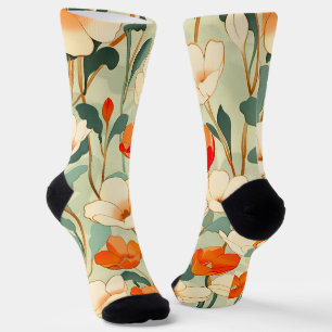 Vintage Poppy Blossom Socks