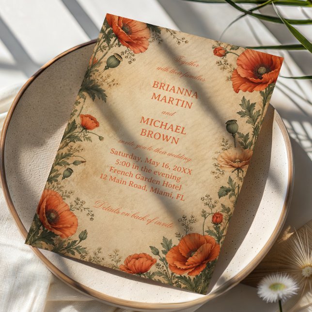 Vintage Poppy Botanical Invitation (Creator Uploaded)