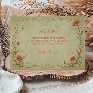 Vintage Poppy Botanical Thank You Card