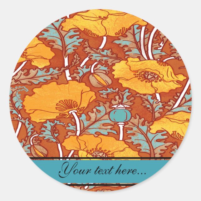 Vintage Poppy ~  Circle Sticker (Front)
