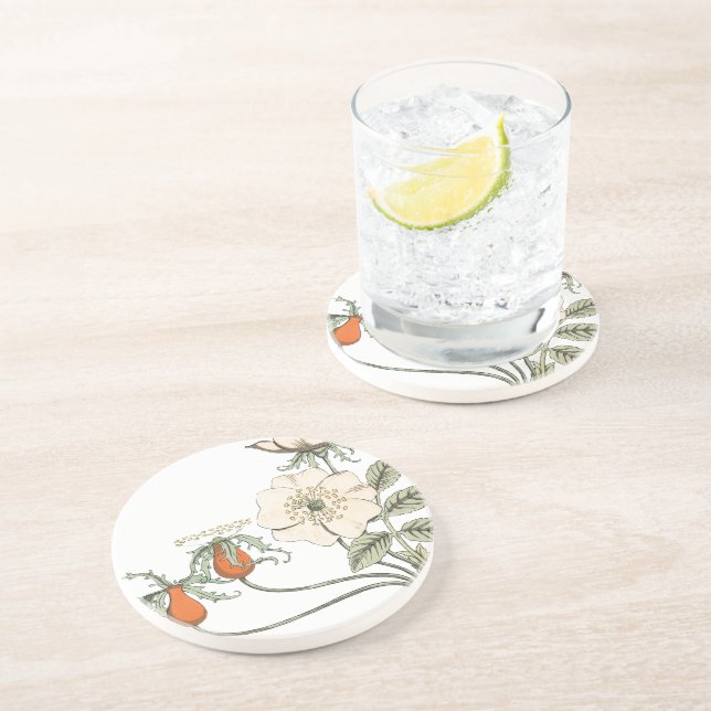 Vintage Poppy Flowers Coaster (Side)