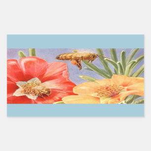 Vintage Poppy Flowers Honey Bee Pollen Stickers