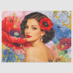 Vintage Poppy Muse Decoupage Tissue Paper